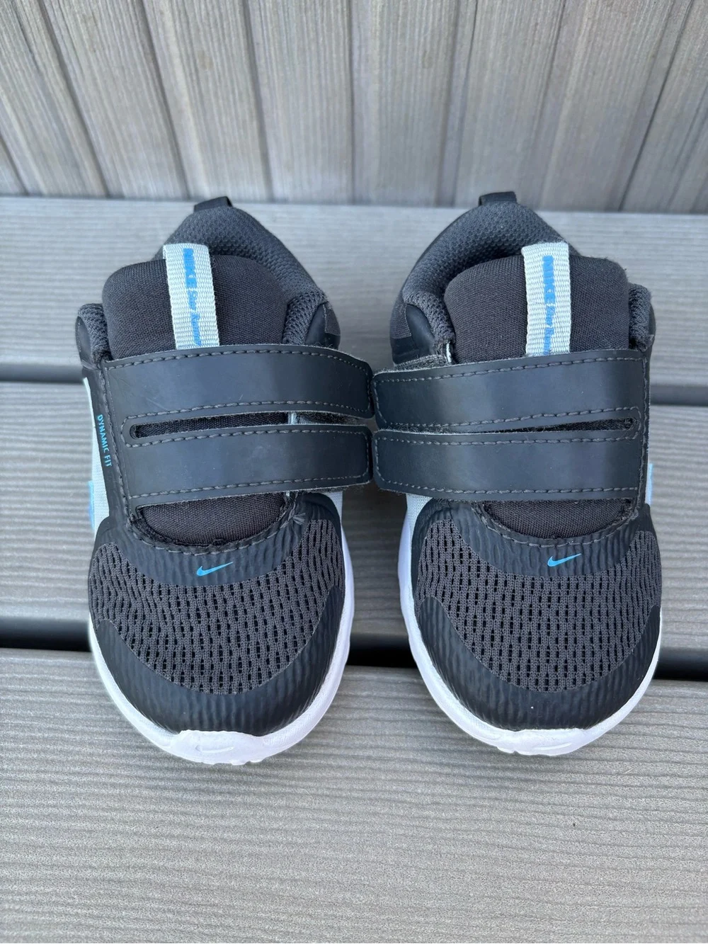 Nike Star Runner 5 Toddler Shoes 6C Black Gray Blue Crystal Easy Strap Sneaker